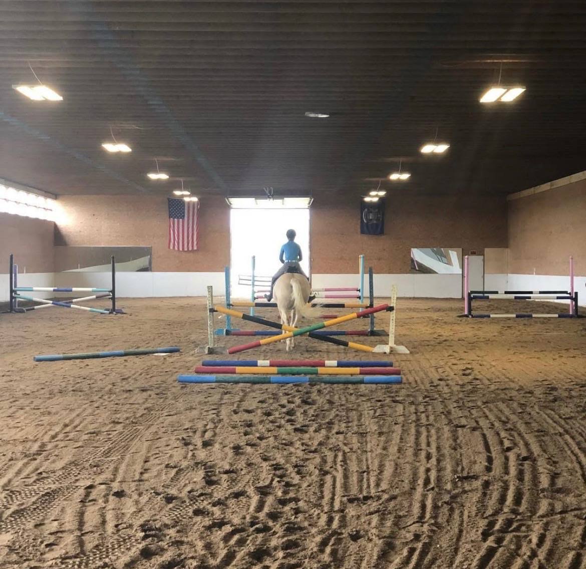 Riding in the indoor arena